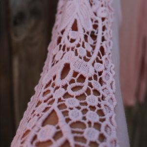 Forever 21 Lace Long Sleeve Blush Pink Top